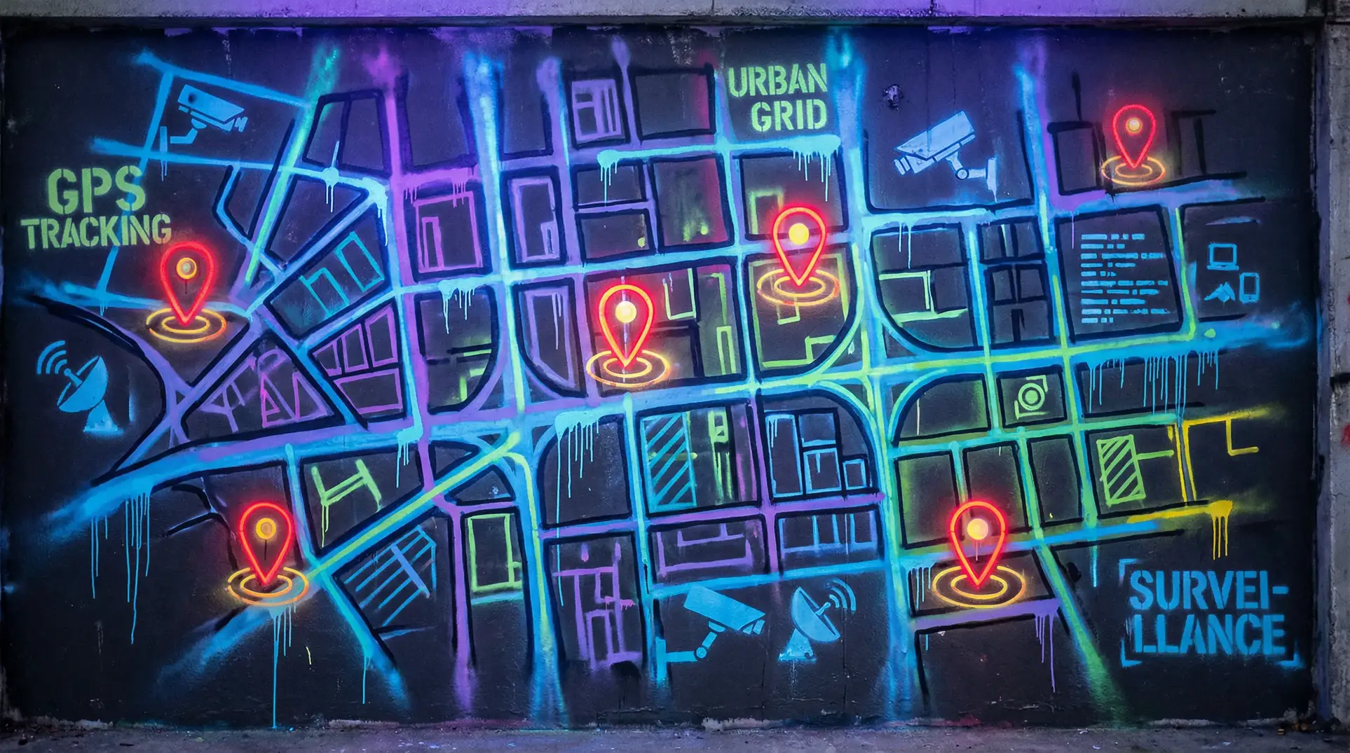 2888卡 狗仔追踪地图 - 城市涂鸦风格